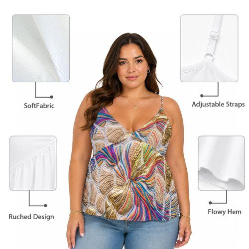 All-Over Print Women's Cami Peplum Top PBE9D