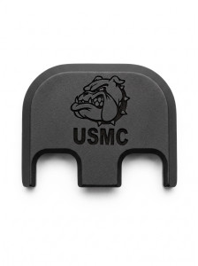 USMC Bulldog laser engraved Cerakote aluminum slide back plate for Glock pistols