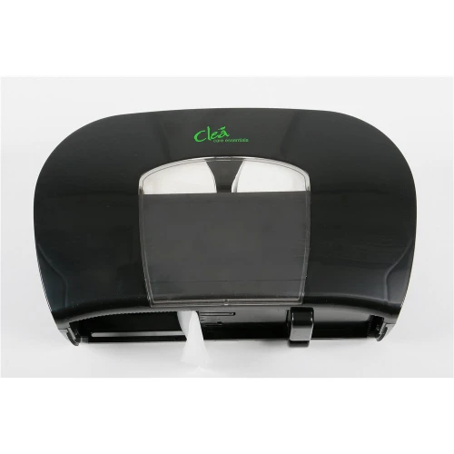 CLEÁ Twin Jumbo Tissue Dispenser 7in Black