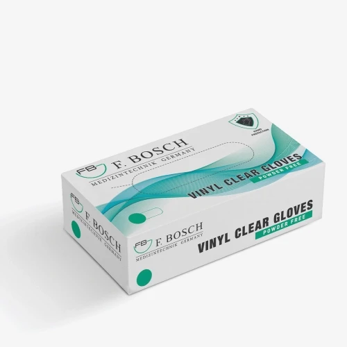 F.Bosch Vinyl Powder-Free Examination Gloves Clear Size XL