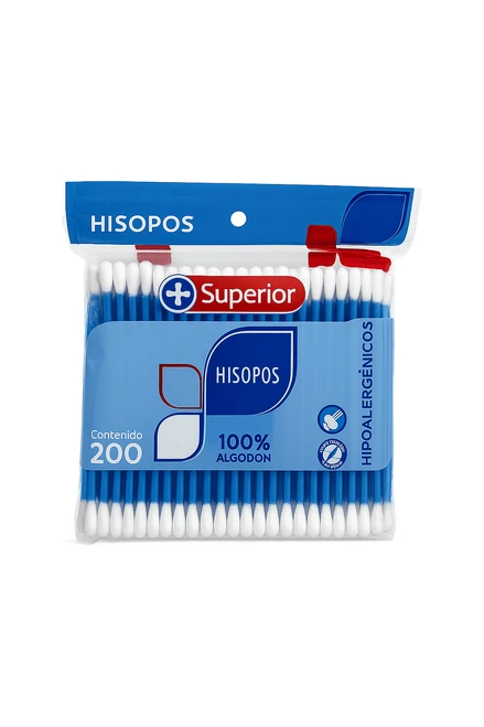 SUPERIOR Cotton swabs blue 200 ct plastic bag