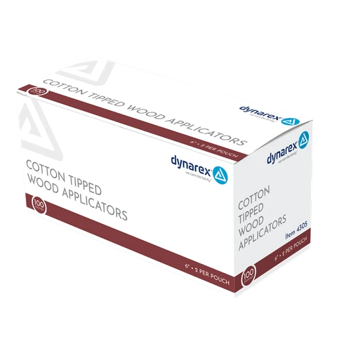 DYNAREX Cotton Tipped Wood Applicators - Sterile, 6" pouch of 2