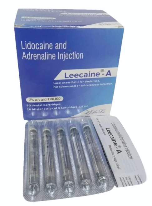 JOHNLEE LIDOCAINE-A Lignocaine 2% + Adrenaline 1.8Ml Dental Cartridges Injection (Leecaine)