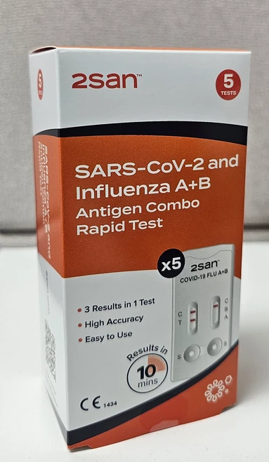 2SAN SARS-CoV-2 and Influenza A+B Antigen Combo Rapid Test Covid (5 Tests)