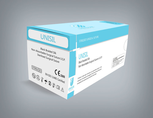 UNISUR Unisil Suture USP 4-0 3/8 Circle Cutting 16mm 76cm Turquoise Box