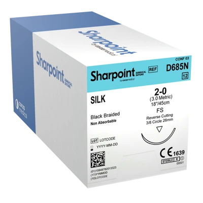SHARPOINT Silk Suture 2-0 FS 45cm Turquoise Box