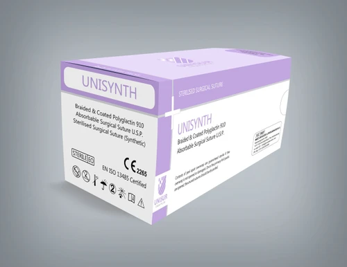 UNISUR Unisynth Suture USP 0 1/2 Circle Taper Point 36mm 90cm Violet Box