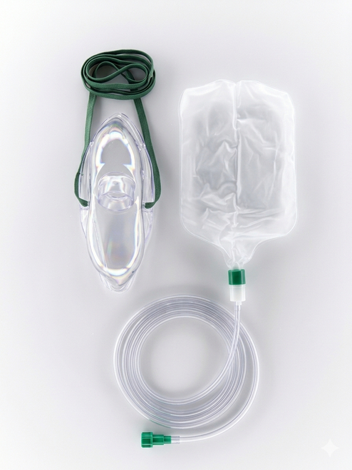 FORSURE Oxygen Mask with 7FT Tubing High Concentration Elongated Pediatric (Re Breather)