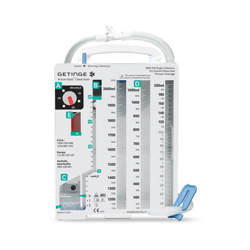MITEC Atrium Oasis Dry Suction Water Seal Chest Drain Single Collection 1 Patient Tube, ATS bag compatible