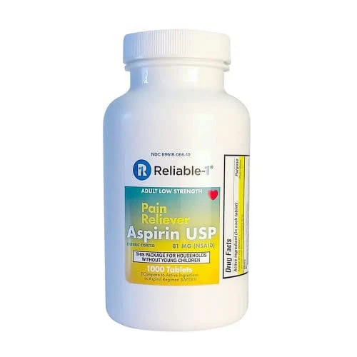 RELIABLE 1 Aspirin Enteric Safety Coated Low Dose 81mg Bottle 120