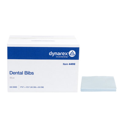 DYNAREX Dental Bibs - Blue, 17 3/4" x 12 7/8"