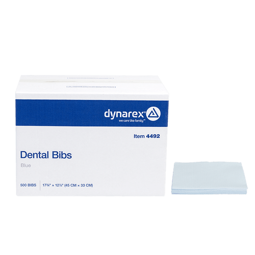 DYNAREX Dental Bibs - Blue, 17 3/4" x 12 7/8"