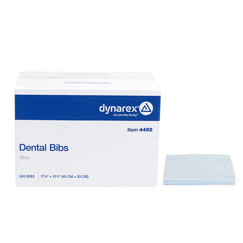 DYNAREX Dental Bibs - Blue, 17 3/4" x 12 7/8"