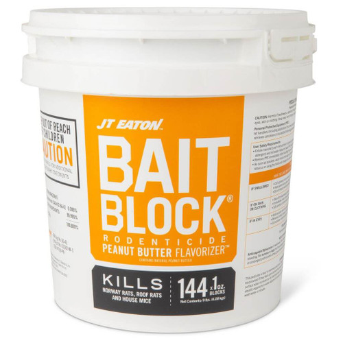 JT EATON Bait Block Rodenticide Peanut Butter Flavorizer 144 x 1oz Blocks