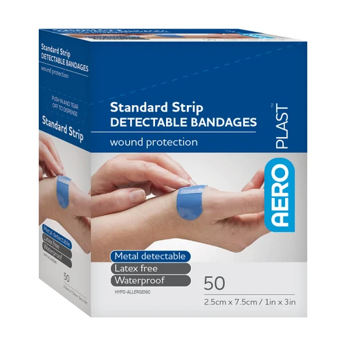 AEROPLAST Detectable Bandages Wound Protection Strips 1inx3in bx50