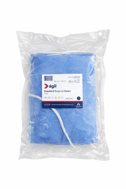 AGIL Standard (Level 2) Surgical Gown Sterile with Hand Towel SMMS 45gsm Large Blue