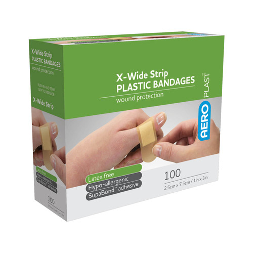 AEROPLAST Plastic Bandages 100 X Wide Strips Wound Protection 2