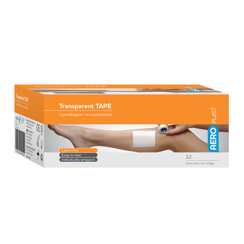AEROPLAST Microporous Transparent Plastic Tape 2.5cm x 5m 1in x 198in