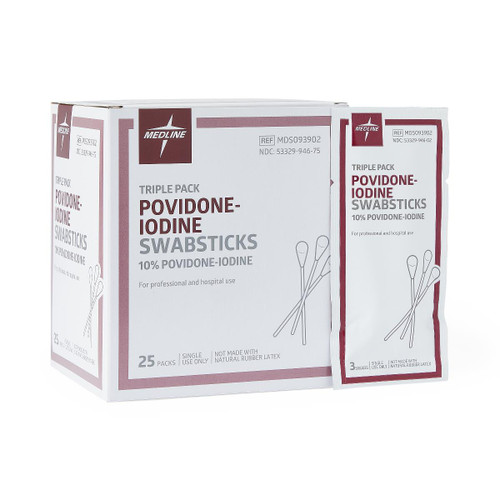 MEDLINE Povidone-Iodine Swabsticks Non-Sterile 4"