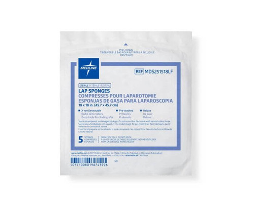 MEDLINE Sterile Lap Sponges X-Ray Detectable18in x 18in