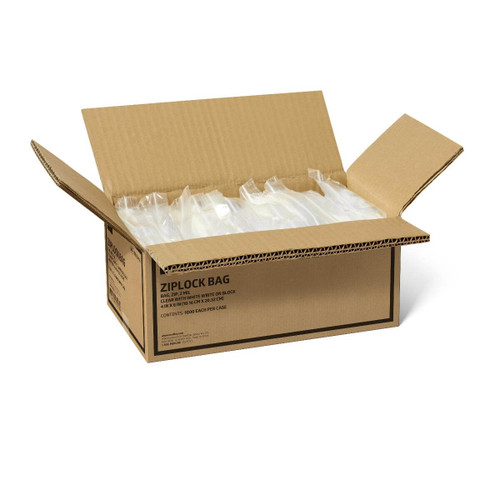MEDLINE Ziplock Bag Clear with White write on block 4in x 8in