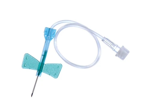 GBUK Vascular Blood Collection Set Safety Winged Needle 23G x 3/4" (19mm) Blue with 20cm tube, luer adaptor
