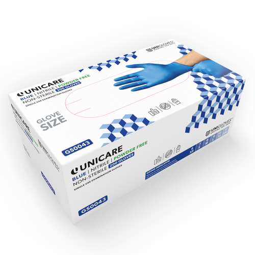UNICARE Nitrile Powder Free Exam Gloves Large