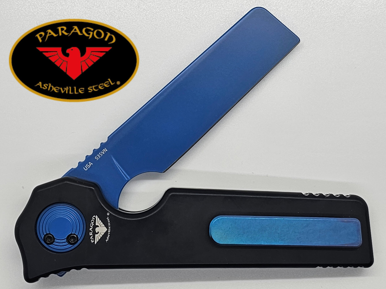 KRAZOR KNIFE FROM PARAGON KNIVES FROM ASHEVILLE STEEL CLAM SHELL