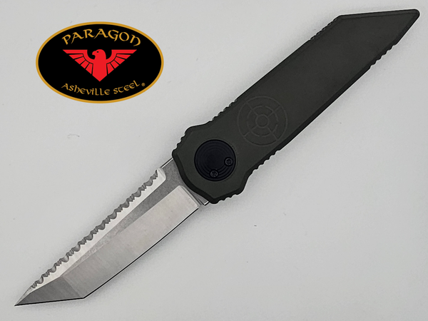 DREDDLOCK GROUND-ZERO S35VN TANTO BLADE O.D. GREEN SERRATED TOP #015