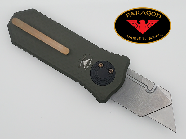 THE ORACLE RAZOR KNIFE CROSS HATCH HANDLE OD GREEN