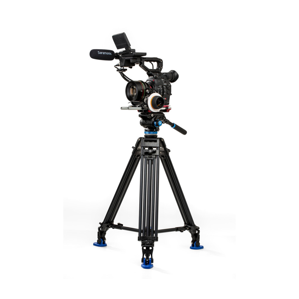 A573T Dual-Tube Aluminium Video-Stativ & S6PRO Kopf-75mm Halbkugel-Adapter, 3 Beinsegmente. Drehriegel