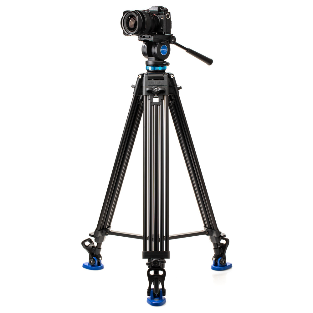 Benro KH25P Videostativ mit Kopf, 11 lb Nutzlast, kontinuierlicher Schwenkzug, Anti-Rotations-Kameraplatte (KH26P)