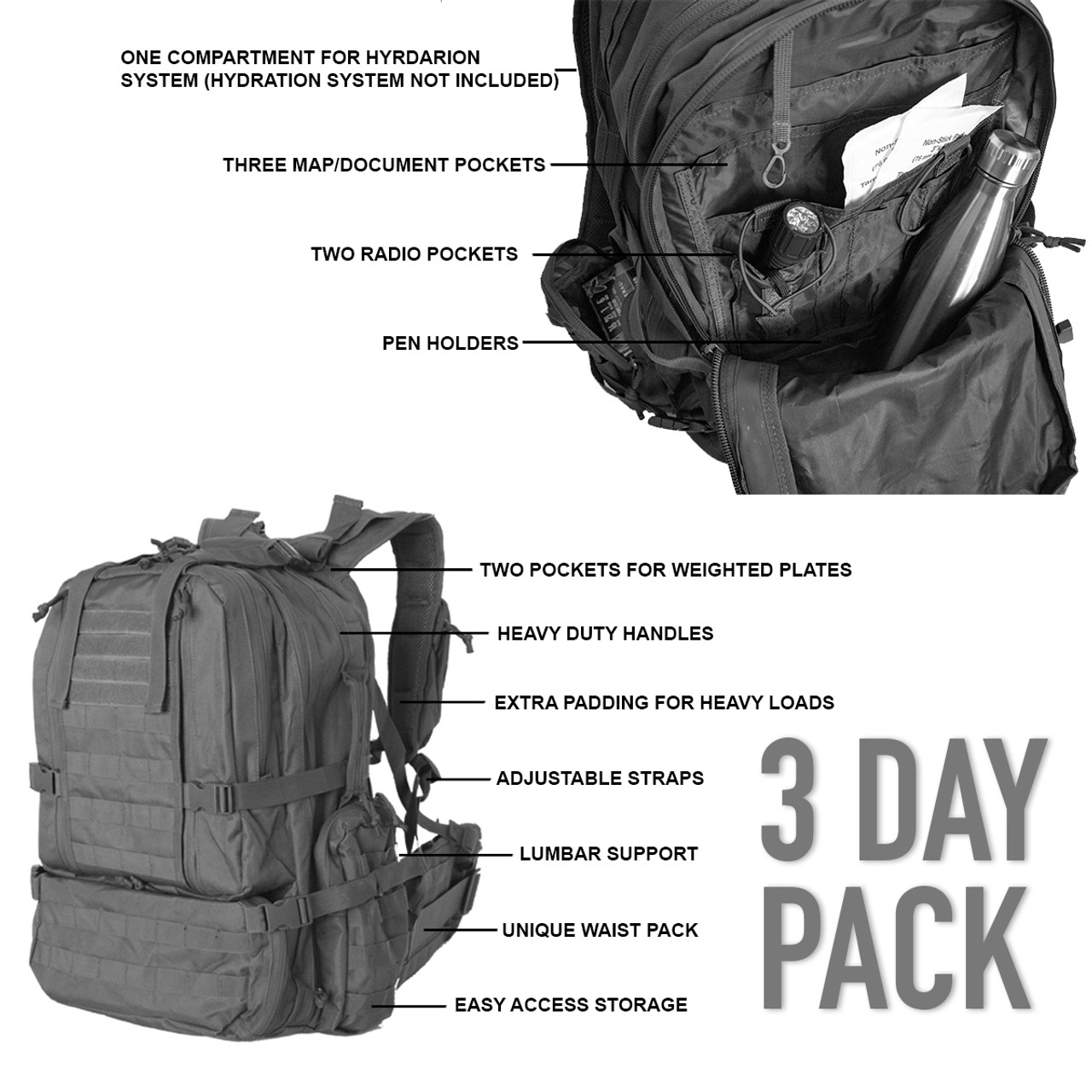 Non clearance tactical backpack