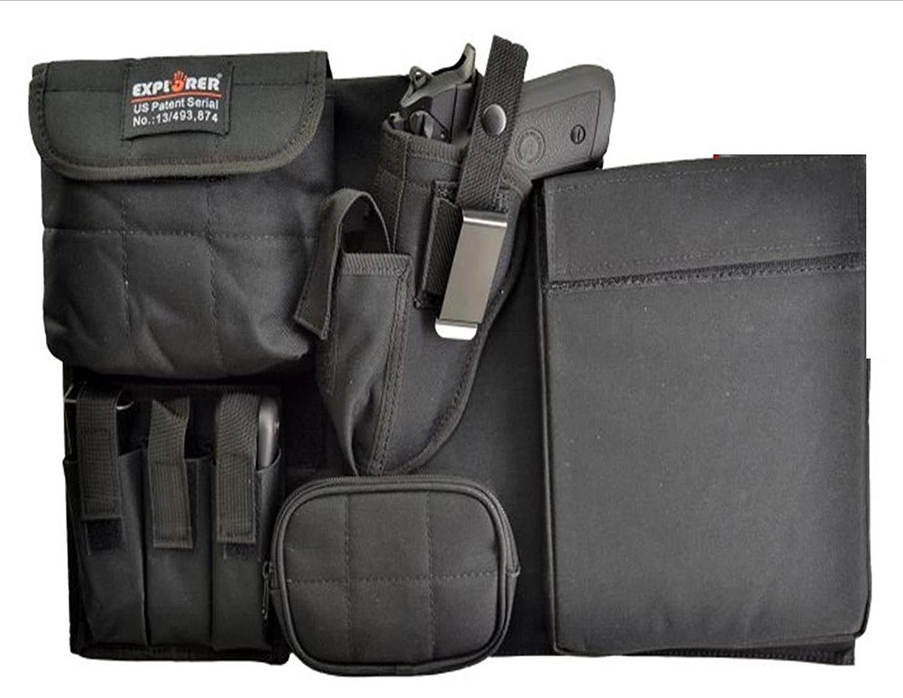 Tactical Adjustable Seat Vehicle Car Pistol Handgun Gun Holster Holder Universal with Tactical Flashlight Loop