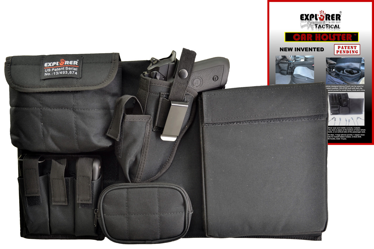 Tactical Adjustable Seat Vehicle Car Pistol Handgun Gun Holster Holder  Universal with Tactical Flashlight Loop - Explorer Bags