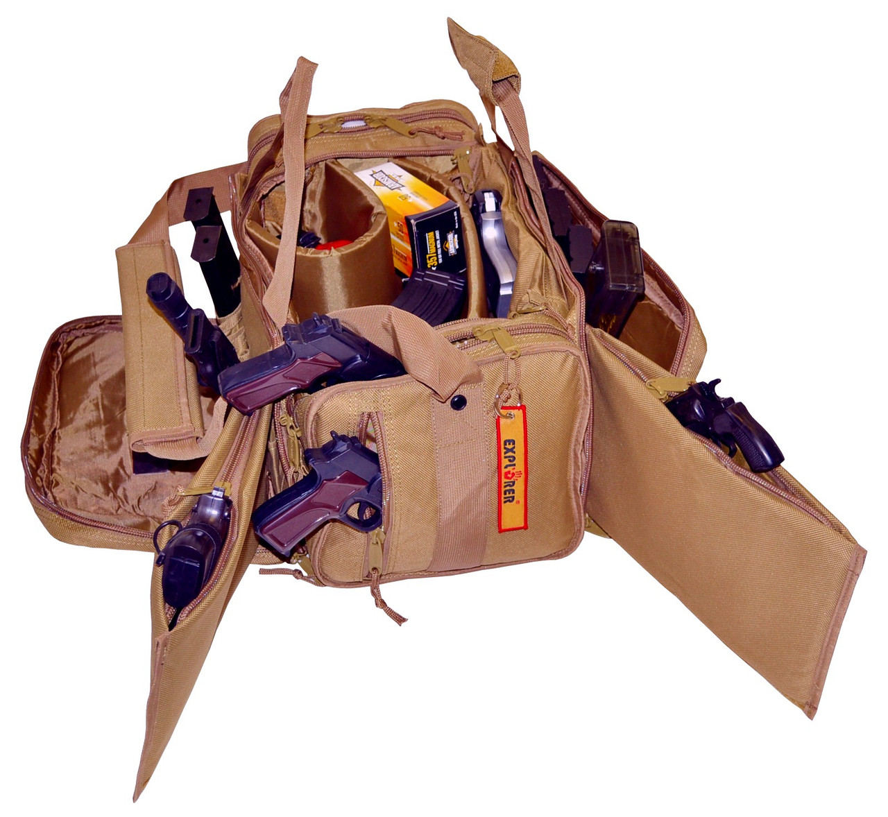 EXPLORER Large Padded Deluxe Tactical Range Bag Gear Tactical Shoulder Modular Tan