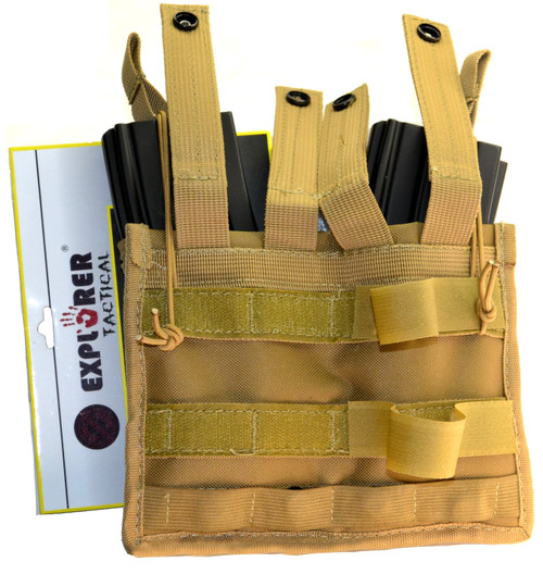 Explorer Double Mag pouch with quick release bungee elastic Tan