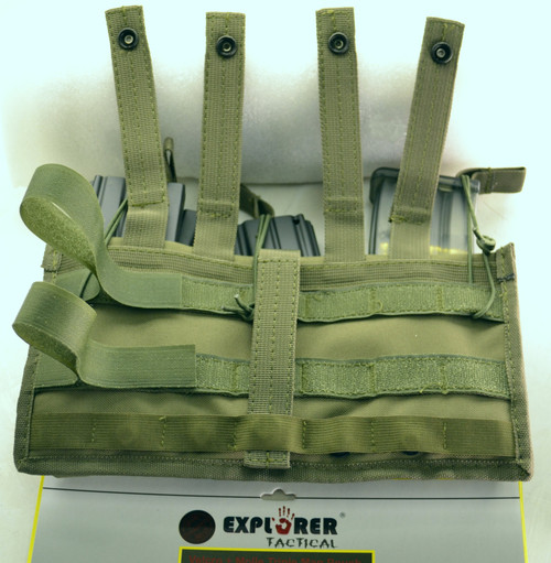 Triple Mag pouch with quick release bungee elastic OD Green