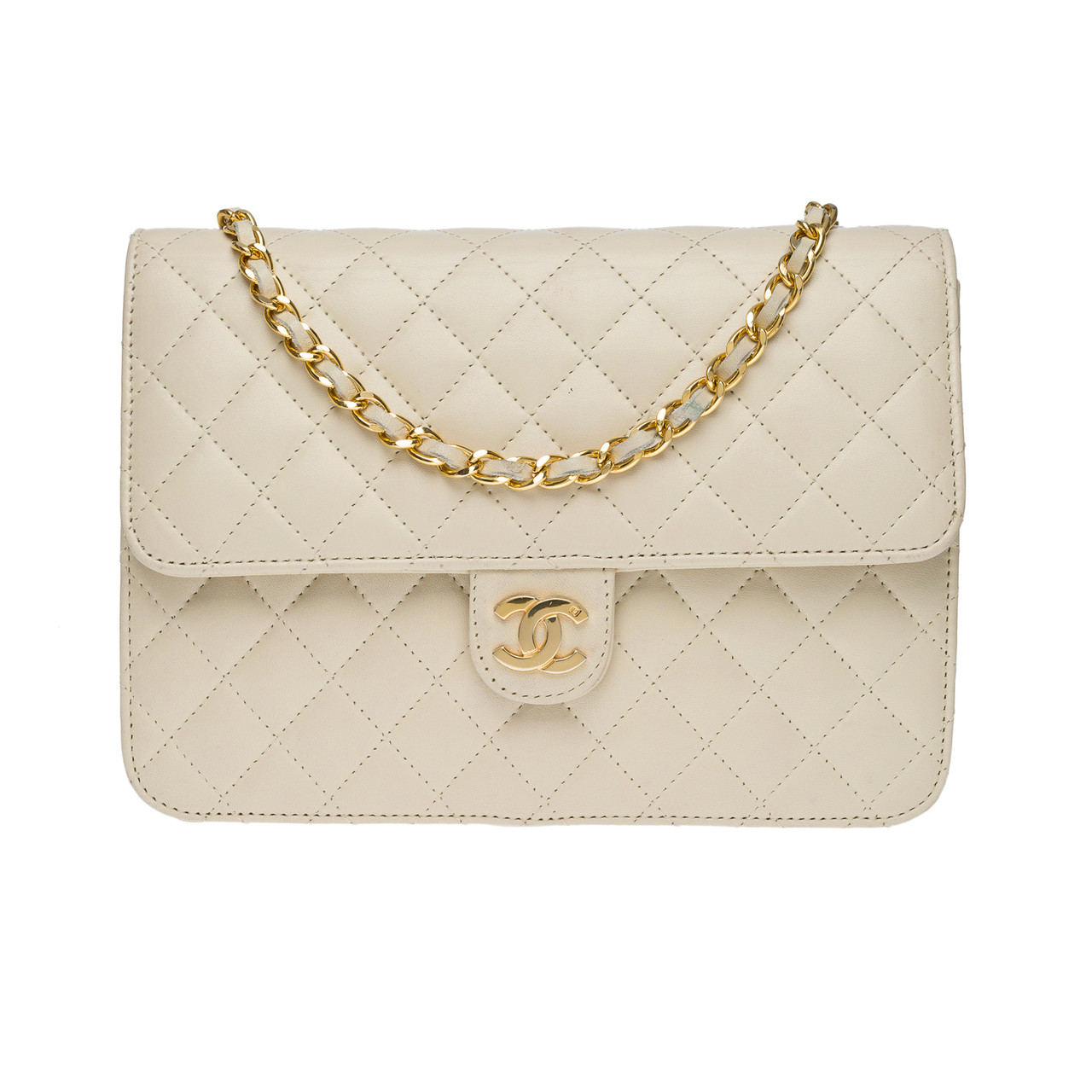 Chanel Jumbo Double White Leather Joli Closet