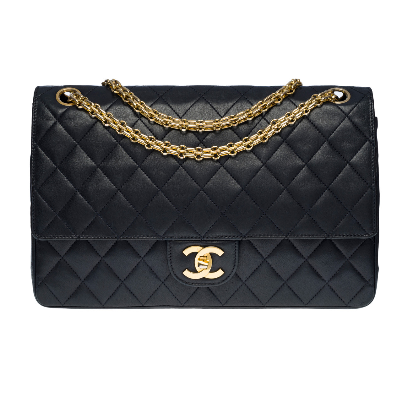 SAC BANDOULIERE CHANEL TIMELESS CLASSIQUE 27CM DOUBLE FLAP EN CUIR