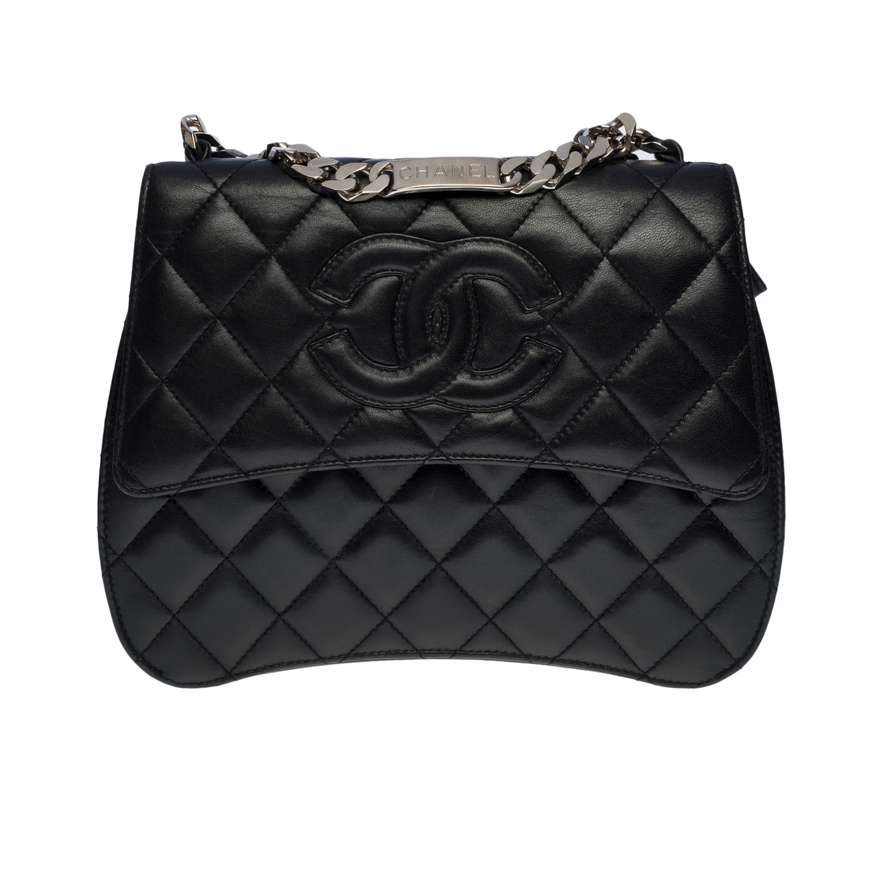 COLLECTOR SAC PORTE MAIN CHANEL TRAPÉZOÏDAL EN CUIR DAGNEAU MATELASSE  NOIR100706  houlux