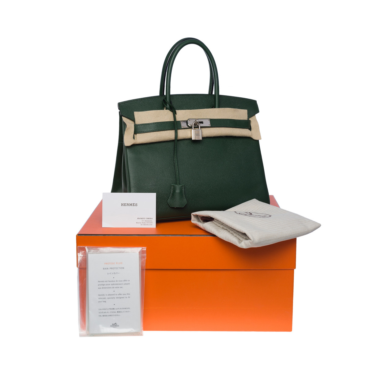 Sac Hermes Birkin 30 vert anglais