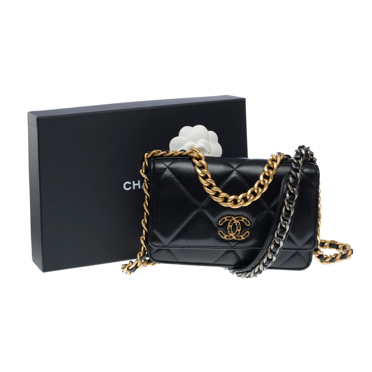 Sac CHANEL Wallet On Chain Chanel 19 en Cuir Noir - 101423