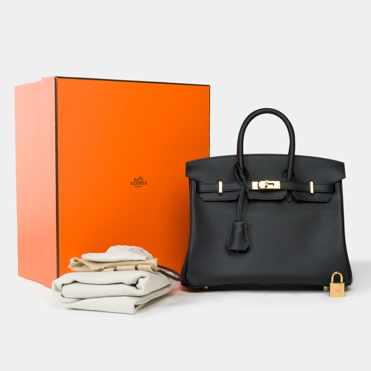 Sac HERMES Birkin 25 en Cuir Noir 102176 houlux - Main Image