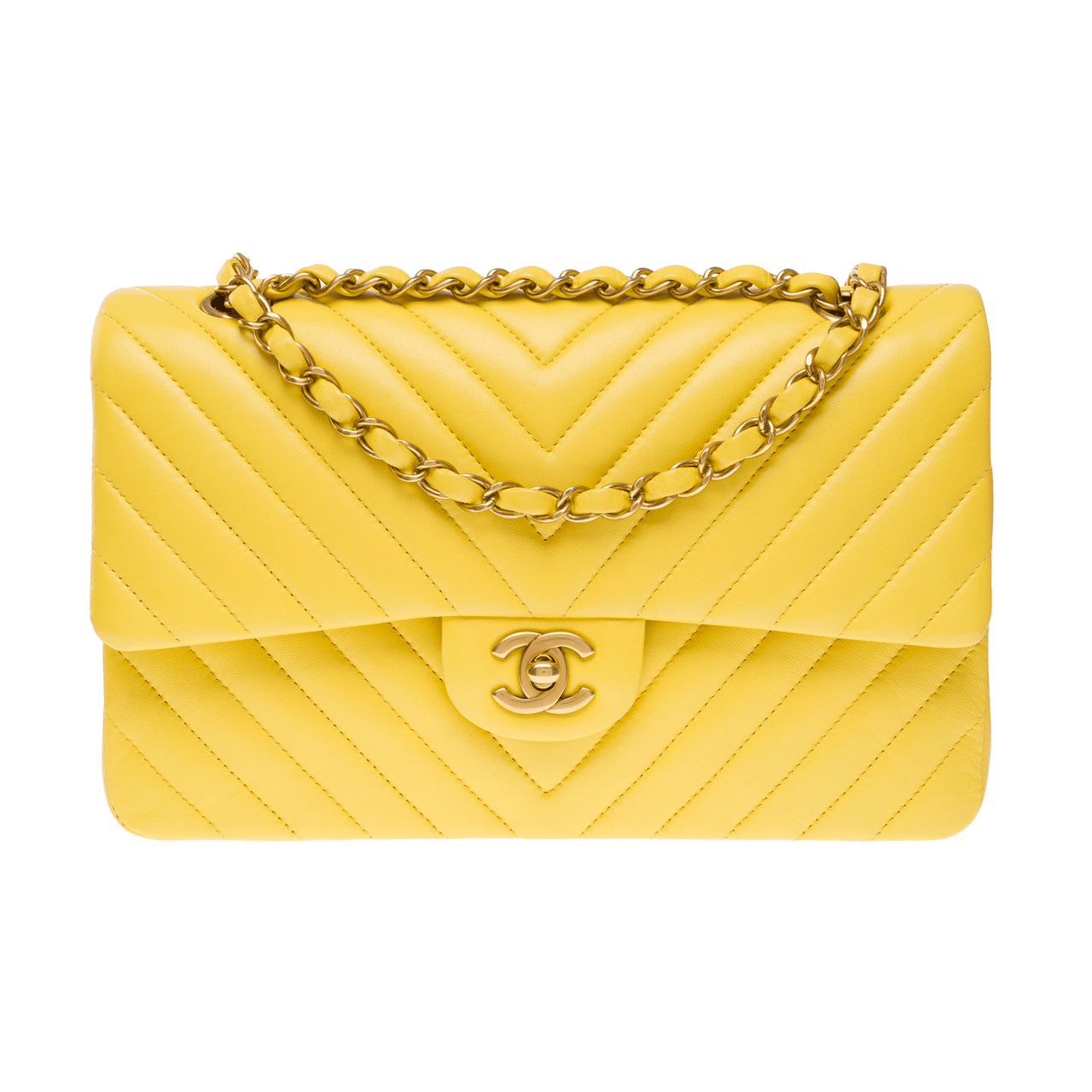 Sac CHANEL Timeless/Classique en Cuir Jaune 102346 houlux