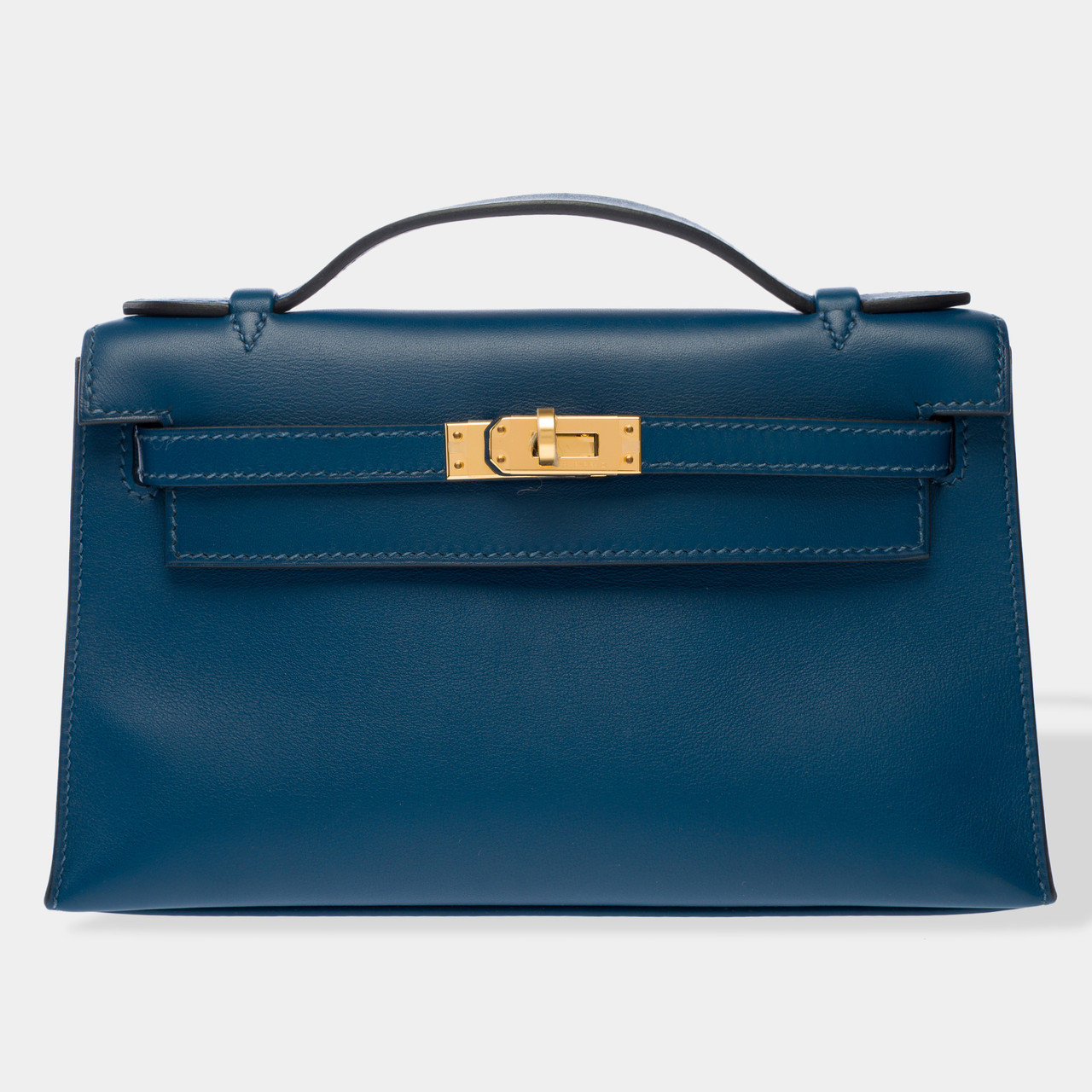 Sac HERMES Kelly Mini en Cuir Bleu 102783 houlux