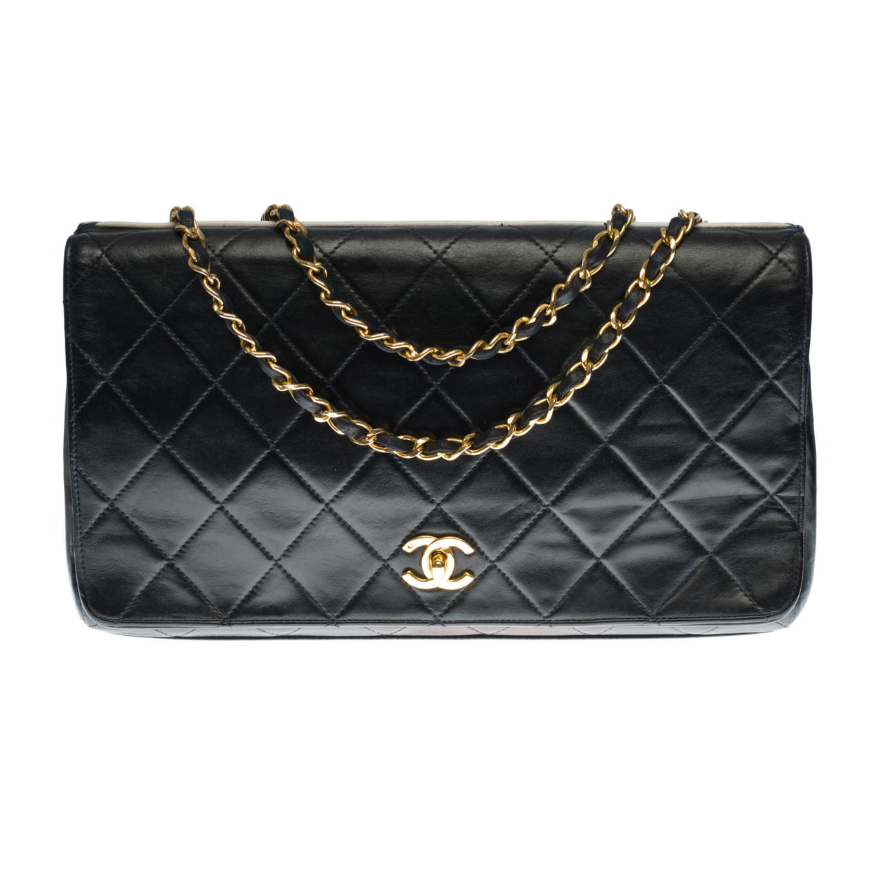 Sac Bandoulière Wallet On Chain Chanel En Cuir Dagneau Noir  Myzah