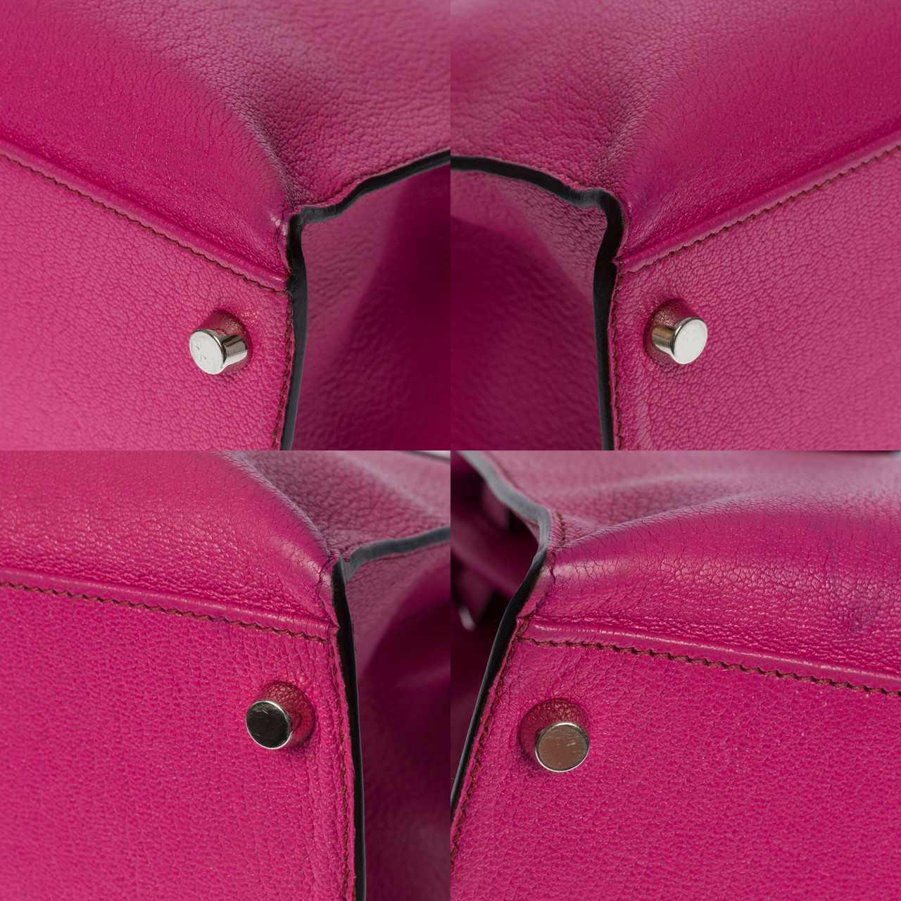 HERMES Chevre De Coromandel Kelly Sellier 32 Fuchsia 233778