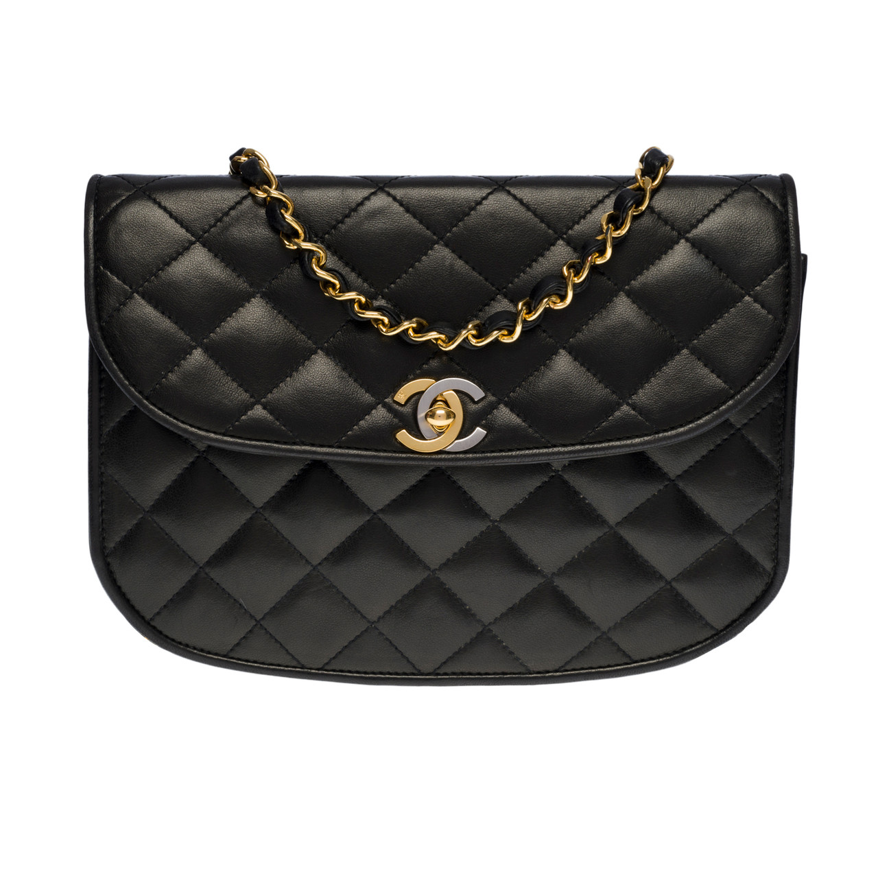 SAC BANDOULI RE CLASSIQUE FLAP BAG EN CUIR D AGNEAU MATELASSE NOIR