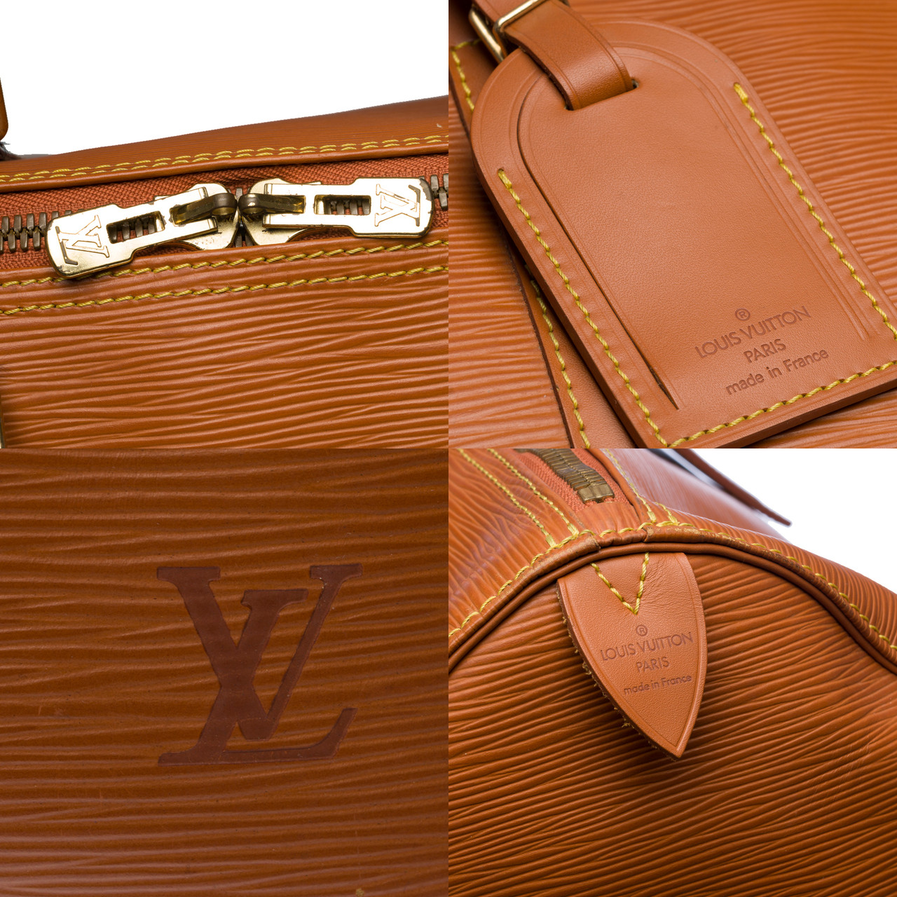 Louis Vuitton Cognac Epi Leather Keepall 55 Weekender Bag. Very, Lot  #19023